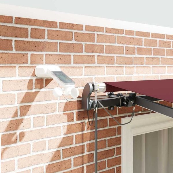 vidaXL sj&aacute;lfvirkt &uacute;tdraganlegt skyggni me&eth; LED Burgundy 300x250 cm