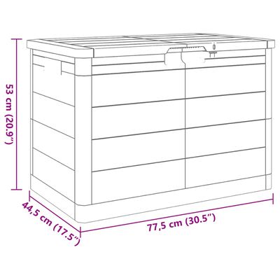 vidaXL Útisessukassi Brúnt 77,5x44,5x53 cm Pólýprópýlen