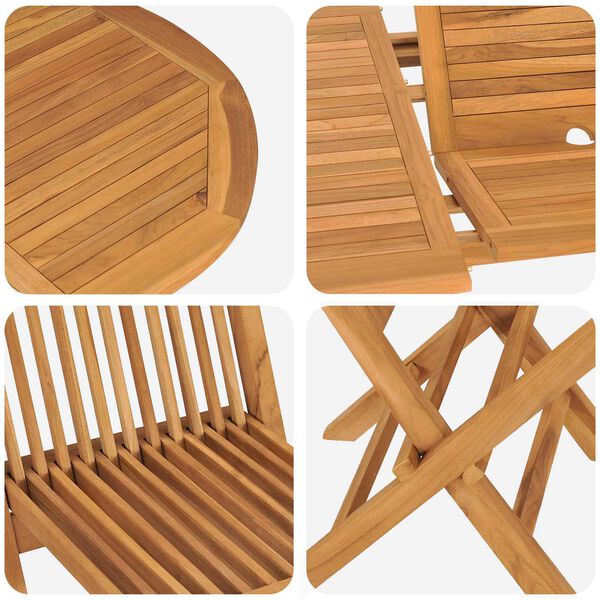 vidaXL Garður borðsett 5 pcs Brúnn Solid teak viður