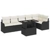 vidaXL Gar&eth;s&oacute;fa sett me&eth; p&uacute;&eth;i me&eth; kodda 7 pcs Svartur Poly Rattan
