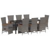 vidaXL Gar&eth;ur bor&eth;sett me&eth; p&uacute;&eth;i 9 pcs Gr&aacute;r p&oacute;l&yacute;rattan