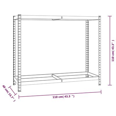 vidaXL 2ja laga dekkjagrind 3 stk Silfur 110x40x110 cm Stál