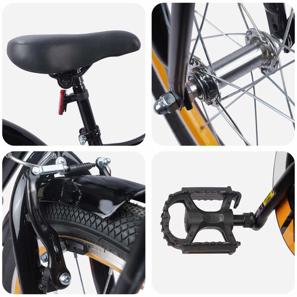 vidaXL Barnahj&oacute;l 18 Tommur fyrir 5-7 &aacute;ra Appels&iacute;nugulur svartur