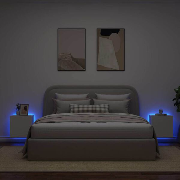 vidaXL Sj&oacute;nvarpssk&aacute;par me&eth; LED-Lj&oacute;sum 2 stk. Hv&iacute;tir 40,5x35x40 cm