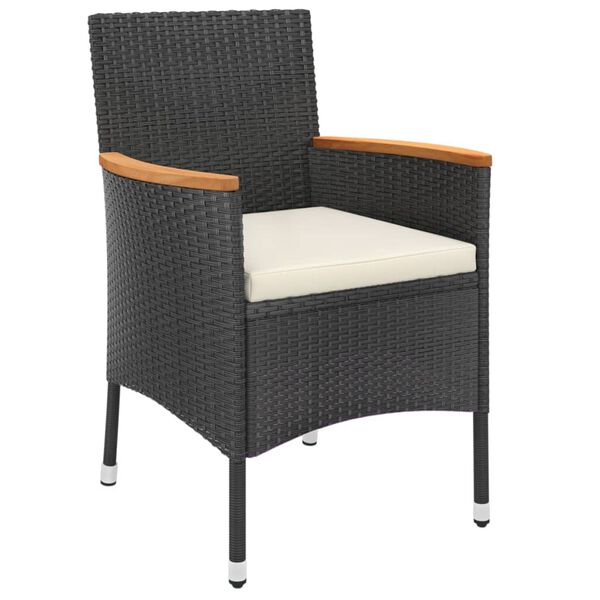 vidaXL 3 Hluta B&iacute;str&oacute;sett me&eth; Sessum Svart P&oacute;l&yacute;rattan