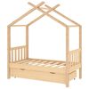 vidaXL Kids R&uacute;mgrind me&eth; sk&uacute;ffu Solid Pine Wood 70x140 cm