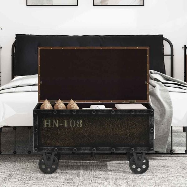 vidaXL Geymslubekkur Gegnheill Vi&eth;ur og Gervile&eth;ur 80,5x41x50 cm