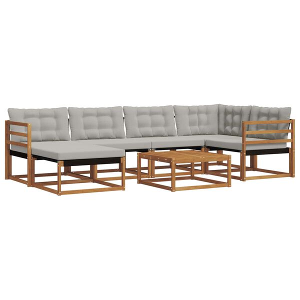 vidaXL &Uacute;ti s&oacute;fasett 7 pcs N&aacute;tt&uacute;rulegt og Lj&oacute;st Gr&aacute;tt Hrein akas&iacute;utr&eacute;