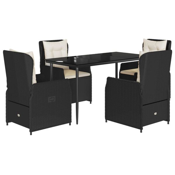 vidaXL 5 Hluta Gar&eth;bor&eth;stofusett me&eth; Sessum Svart P&oacute;l&yacute;rattan