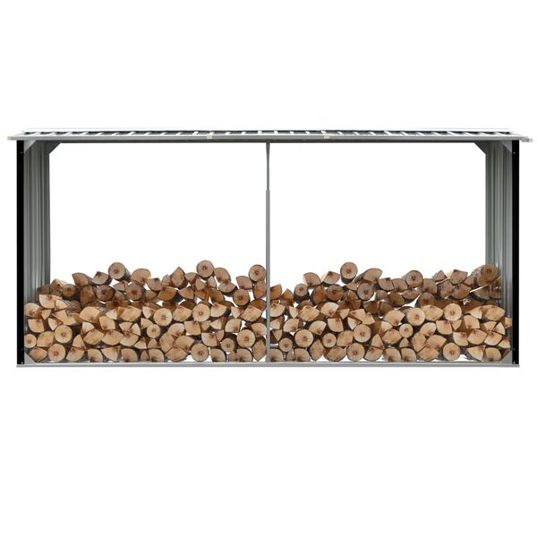 vidaXL Geymsluskúr fyrir við Sínkhúðað stál 330x92x153 cm Reyklitur