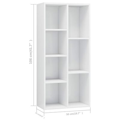 801113 vidaXL Book Cabinet High Gloss White 50x25x106 cm Chipboard