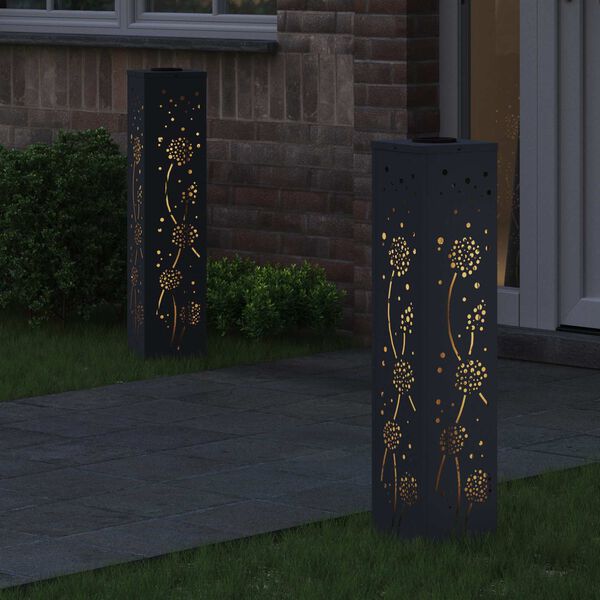 vidaXL S&oacute;lar LED st&iacute;gslj&oacute;s 2 pcs Antras&iacute;t Kaldvalsa&eth;ur st&aacute;lar