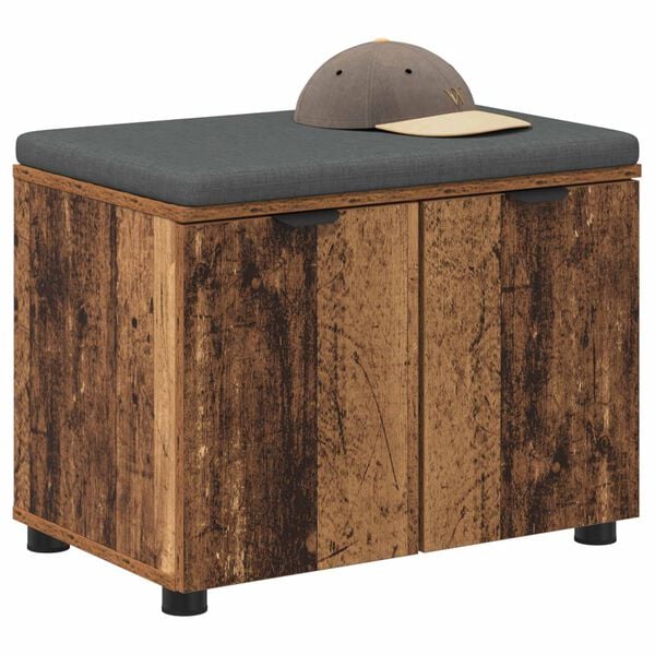 vidaXL Hallarbekk me&eth; p&uacute;&eth;i me&eth; geymslu Gamalt timbur 60 x 38 x 46 cm