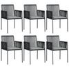 vidaXL Gar&eth;st&oacute;lar me&eth; Sessum 6 stk. Svartur 54x60,5x83,5 cm P&oacute;l&yacute;rattan