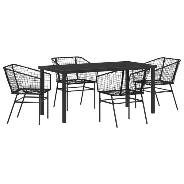 vidaXL Gar&eth;ur bor&eth;sett 5 pcs Svartur p&oacute;l&yacute;rattan