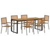 vidaXL Gar&eth;ur bor&eth;sett 7 pcs Gr&aacute;r og br&uacute;nn p&oacute;l&yacute;rattan
