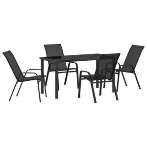 vidaXL Gar&eth;ur bor&eth;sett 5 pcs Svartur Duftlita&eth;ur st&aacute;l