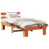 vidaXL Ramsv&iacute;k me&eth; h&ouml;fu&eth;gafl Vaxbr&uacute;nn 90 x 190 cm Solid furuhikk