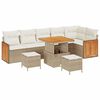 vidaXL Gar&eth;s&oacute;fa sett me&eth; p&uacute;&eth;i 11 pcs Beige og krem p&oacute;l&yacute;rattan