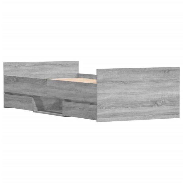 vidaXL R&uacute;mgrind &aacute;n D&yacute;nu Gr&aacute;ir Sonoma Eik 100x200 cm