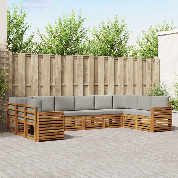 vidaXL Sofav&ouml;ruuppsettning me&eth; p&uacute;&eth;i 10 pcs N&aacute;tt&uacute;rulegt og Lj&oacute;st Gr&aacute;tt