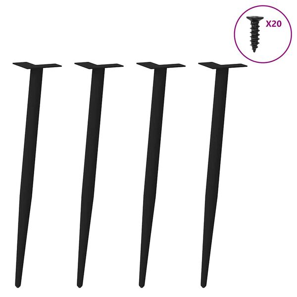vidaXL bor&eth;f&aelig;tur keilulaga 4 stk svartir 72-73 cm st&aacute;l