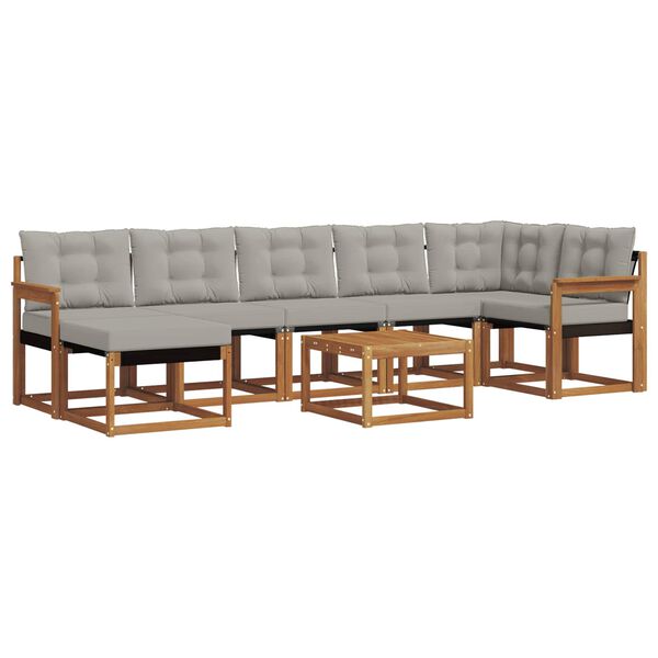 vidaXL &Uacute;ti s&oacute;fasett me&eth; p&uacute;&eth;i 8 pcs N&aacute;tt&uacute;rulegt og Lj&oacute;st Gr&aacute;tt