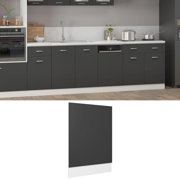 802556 vidaXL Dishwasher Panel “Lyon” Grey 45x3x67 cm Chipboard