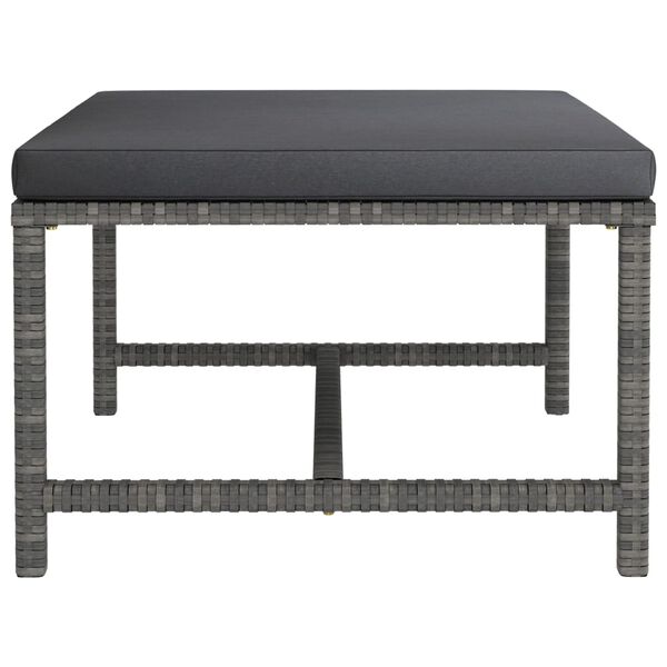 vidaXL Fótsskemilseining með Sessu Grá Pólýrattan