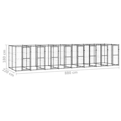 vidaXL Útihundabyrgi Stál 19,36 m²