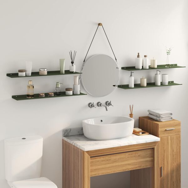 vidaXL Flj&oacute;tandi skrifbor&eth; 4 pcs Ol&iacute;fugr&aelig;nn 80 x 18 x 2,5 cm St&aacute;l