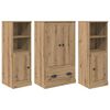 vidaXL H&aacute;bor&eth; me&eth; sk&uacute;ffu 3 pcs Artisan Eik Samsettur vi&eth;ur