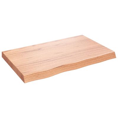 vidaXL Vegghilla Ljósbrún 80x50x(2-6) cm Meðhöndluð Gegnheil Eik