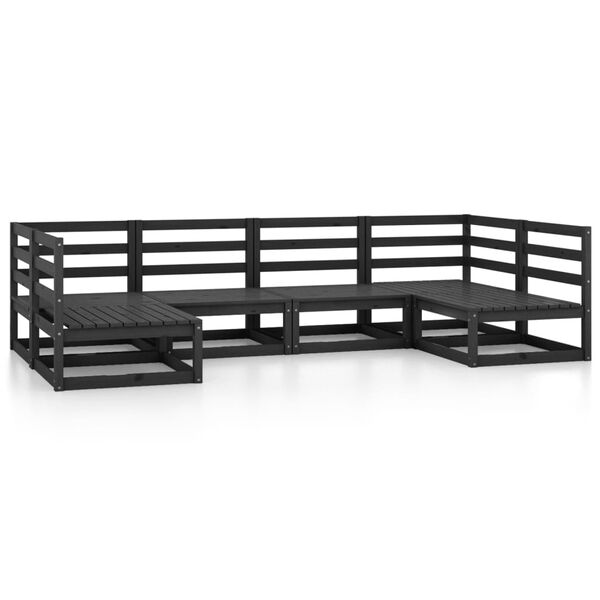 vidaXL 6 Parta Gar&eth;s&oacute;fasett Gegnheill Furuvi&eth;ur