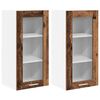 vidaXL Vegghengdur sk&aacute;pur me&eth; hur&eth; 2 pcs Gamalt timbur 40 x 31 x 80 cm
