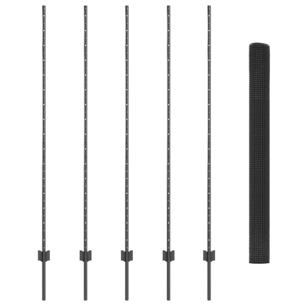 vidaXL Gir&eth;ing me&eth; p&oacute;st Gr&aacute;r 1,5 x 10 m St&aacute;l og PVC