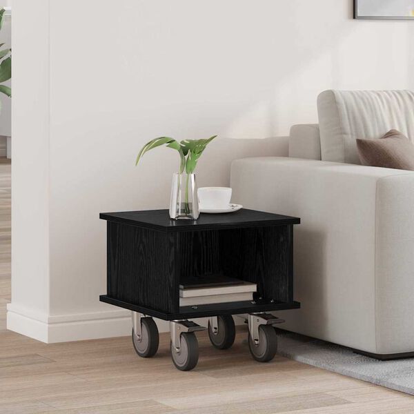 vidaXL Sj&oacute;nvarpsstandur Svartur Eik 37 x 35 x 35 cm Samsettur vi&eth;ur