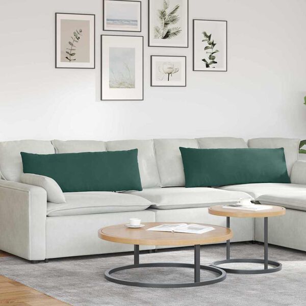 vidaXL S&oacute;fap&uacute;&eth;ar 2 pcs D&ouml;kkgr&aelig;n 120 x 40 cm Korduroy efni