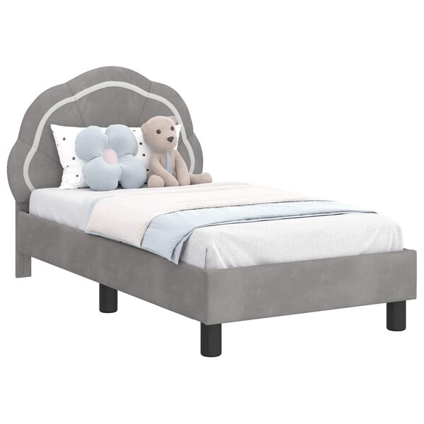 vidaXL R&uacute;mrammi fyrir litla krakka me&eth; h&ouml;f&eth;ahimni Lj&oacute;sgr&aacute;r 70 x 140 cm