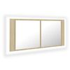 vidaXL LED Ba&eth;sk&aacute;pur me&eth; Spegli Sonoma Eik 100x12x45 cm Akr&yacute;ll