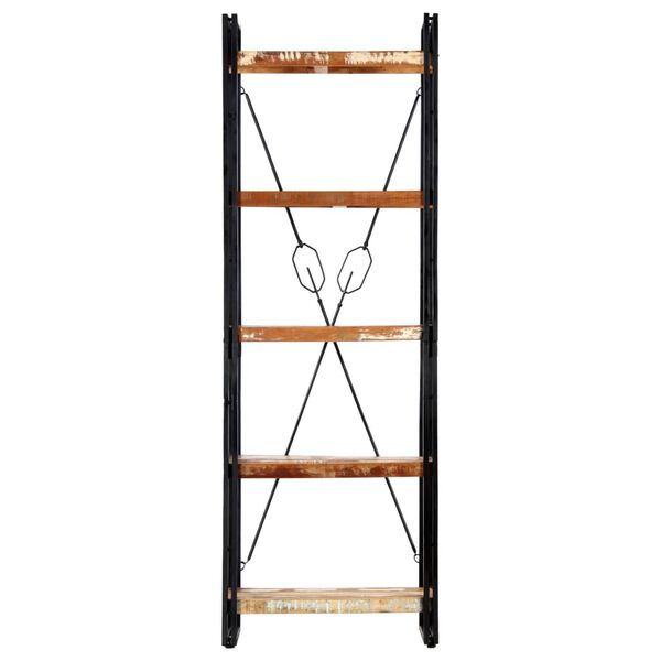 vidaXL Bókaskápur með 5 hillum 60x30x180 cm Gegnheill Endurnýttur Viður