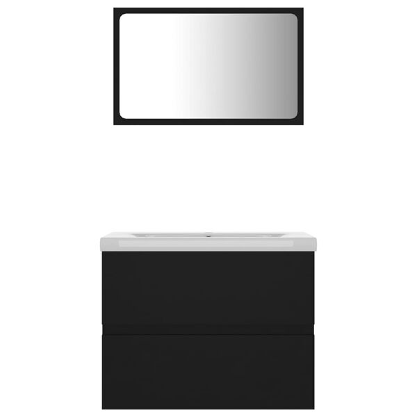 vidaXL Baðherbergishúsgagnasett Svartur Samsettur Viður