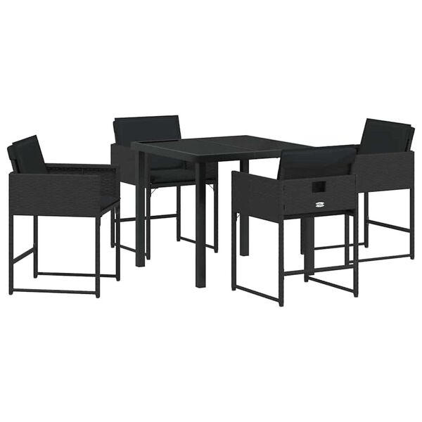 vidaXL Gar&eth;ur bor&eth;sett 5 pcs Svartur p&oacute;l&yacute;rattan