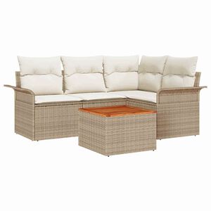 vidaXL Gar&eth;s&oacute;fa sett me&eth; geymslu 5 pcs Beige og krem p&oacute;l&yacute;rattan