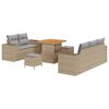 vidaXL Gar&eth;s&oacute;fa sett me&eth; p&uacute;&eth;i 8 pcs Beige og lj&oacute;sgr&aacute;r Poly Rattan