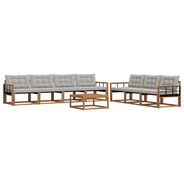 vidaXL &Uacute;ti s&oacute;fasett me&eth; p&uacute;&eth;i 8 pcs N&aacute;tt&uacute;rulegt og Lj&oacute;st Gr&aacute;tt