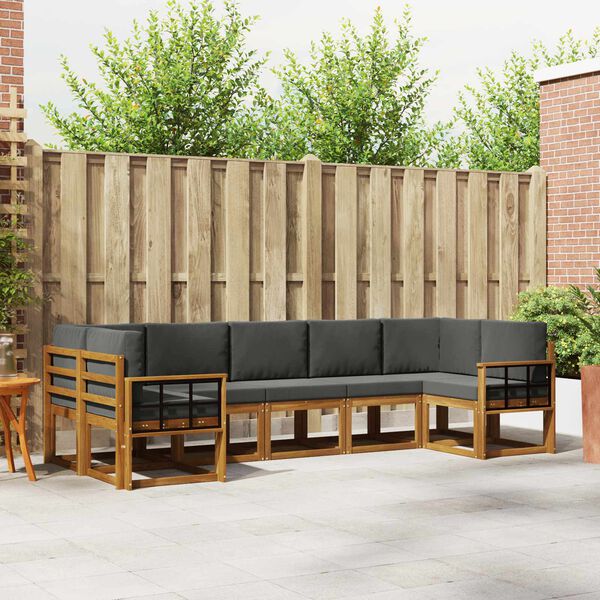 vidaXL &Uacute;ti s&oacute;fasett me&eth; p&uacute;&eth;i 7 pcs N&aacute;tt&uacute;rulegt og Antrac&iacute;t