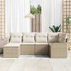 vidaXL Gar&eth;s&oacute;fa sett me&eth; p&uacute;&eth;i 6 pcs beige and white Poly rattan