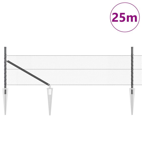 vidaXL Gir&eth;ingarp&oacute;stur Gr&aacute;r 25 x 0,4 m (13 mm net) St&aacute;l og PVC