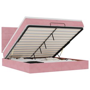 vidaXL Ottoman r&uacute;mgrind me&eth; d&yacute;num Bleik 200x200cm flauel